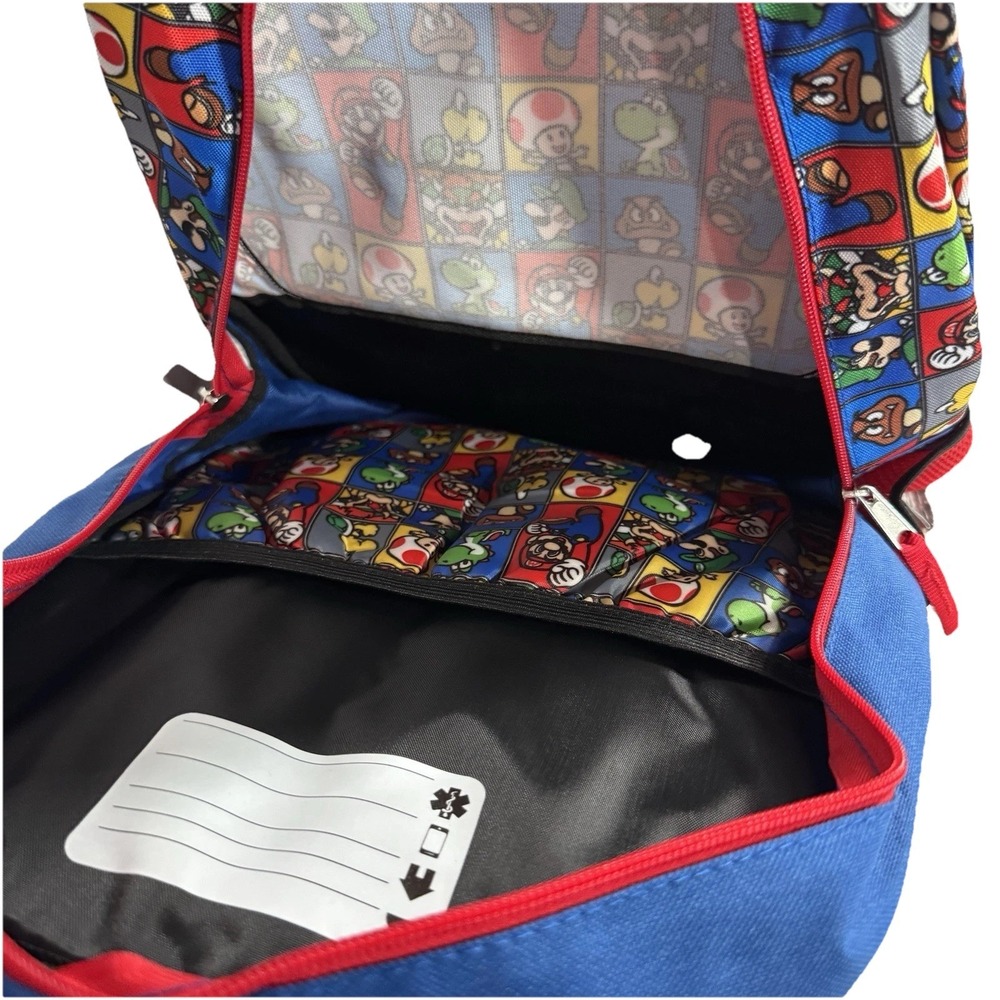Super Mario Bros Backpack NWT Kid School 16" Bowser Yoshi Toad Star Charm Galaxy - Picture 6 of 6